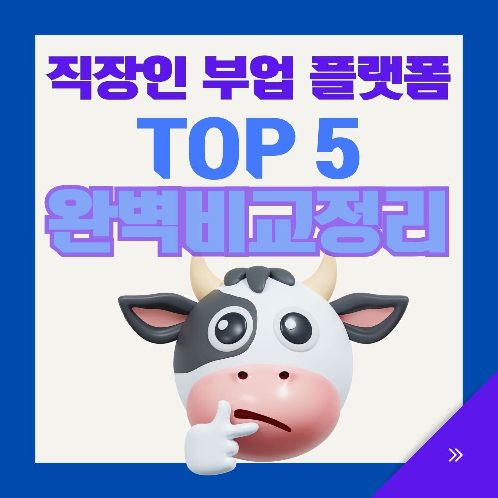 Top 5 side hustle platforms for office workers to boost income. 직장인부업